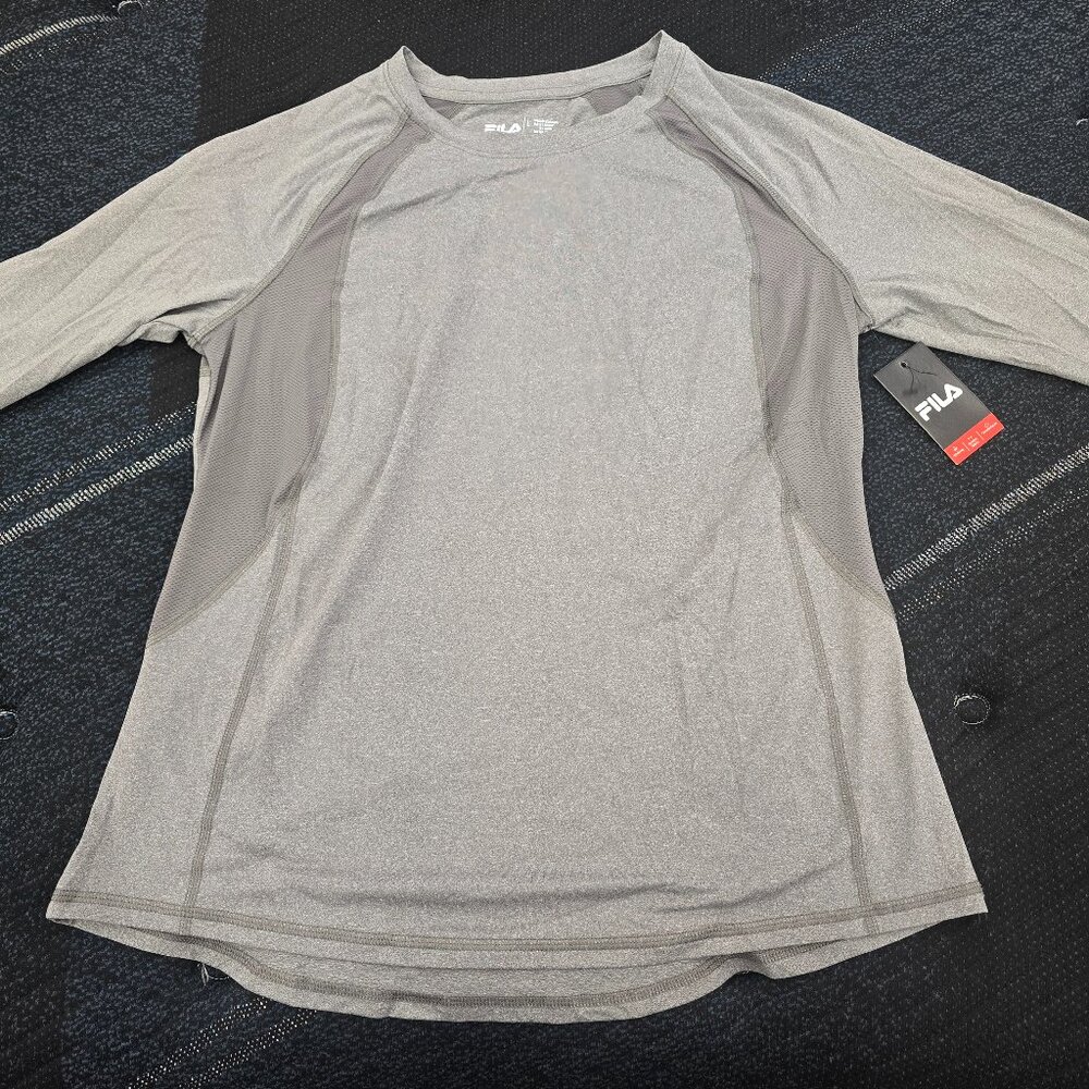 Fila Women's Gray Performance Long Sleeve Fitted Activewear Shirt - Size Large